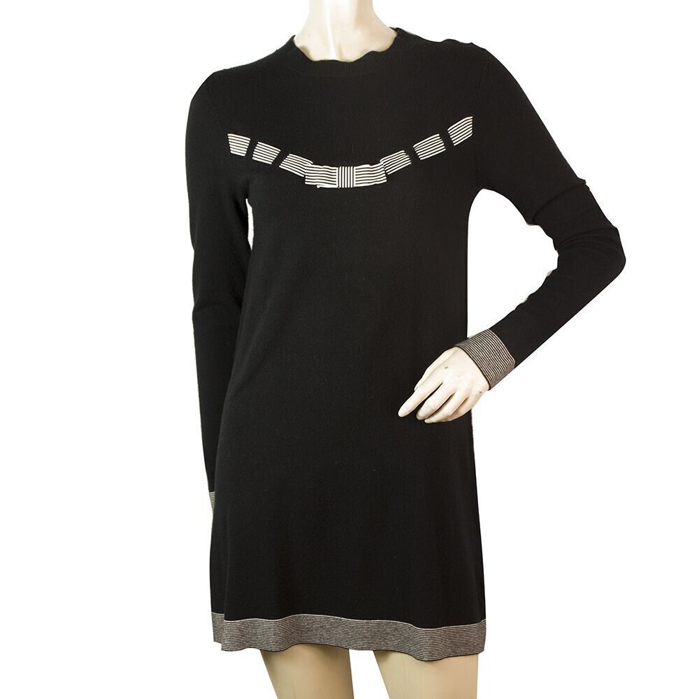 Milly of New York Original Black Long Sleeve Bow Viscose Mini Dress Size Petite